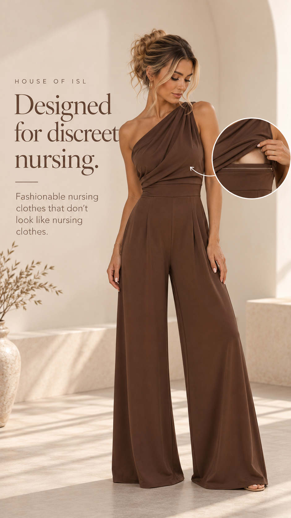The ISL Nursing Jumpsuit — Chocolate